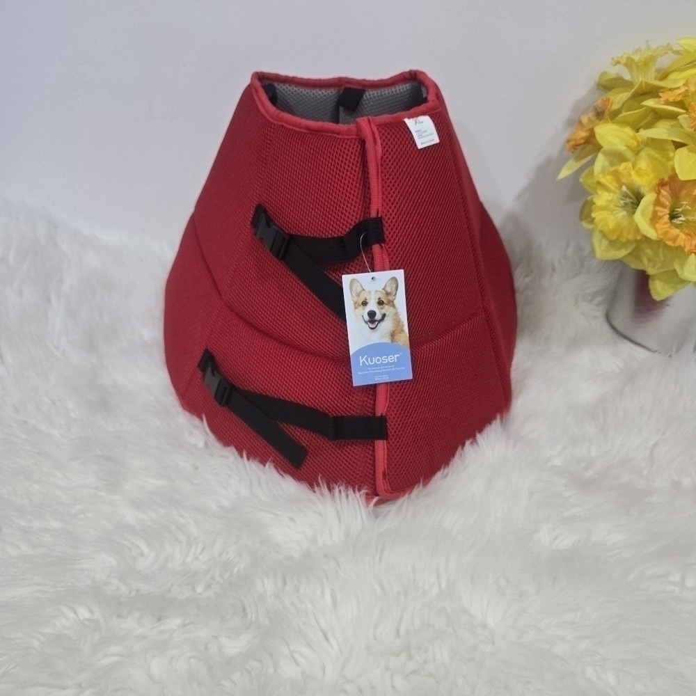 Kuoser dog cone,adjustable dog cone collar red size XL new